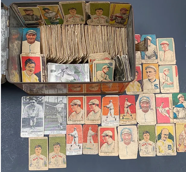 Extraordinary Find: Vintage 1920s Baseball Cards, Including Babe Ruth and ‘Shoeless’ Joe Jackson, Unearthed in Tobacco Tin